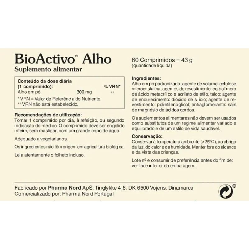 BioActivo Alho 60 Comprimidos | Coração e Imunidade